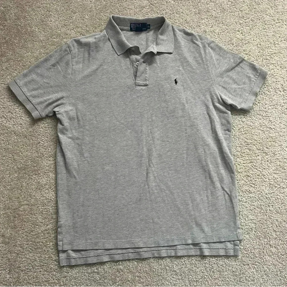 Polo By Ralph Lauren Men’s Cotton Gray Polo Shirt Short Sleeve Size XL Collared - Picture 5 of 13
